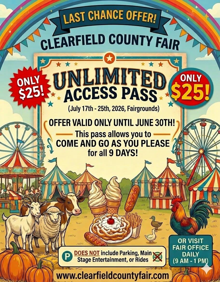 Clearfield County Fair Unlimited Pass banner